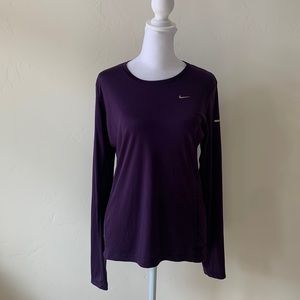 Nike Dri-Fit Running Shirt. Size L. Reflective markings. Never worn. Purple